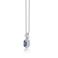 1 ct. t.w. Sapphire and 1/6 ct. t.w. Diamond Pendant Necklace in 10K White Gold