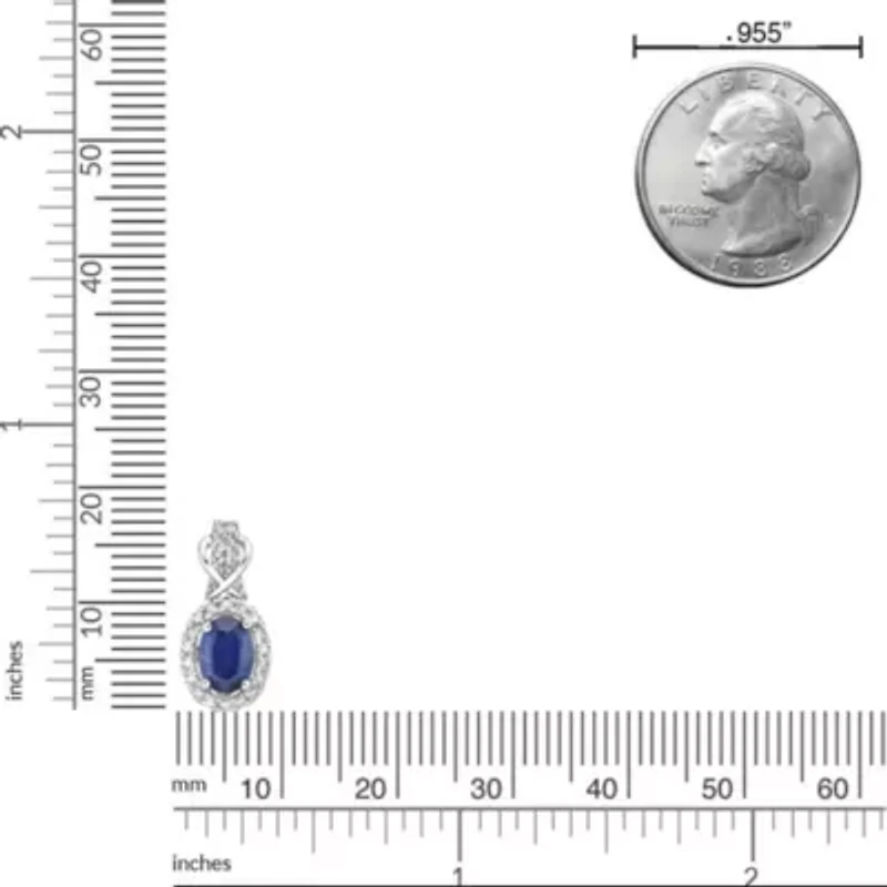 1 ct. t.w. Sapphire and 1/6 ct. t.w. Diamond Pendant Necklace in 10K White Gold