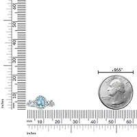 3/4 ct. t.w. Aquamarine & 1/4 ct. t.w.Diamond Halo Ring in 10K White Gold