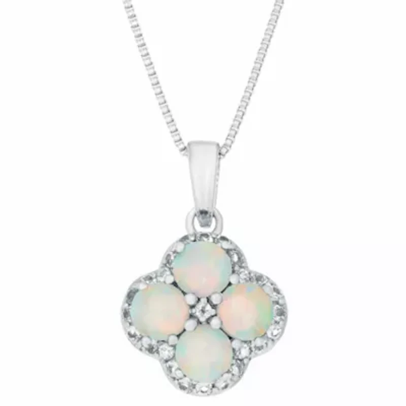 Lab Created 5/8 ct. t.w. Created Opal and 1/5 ct. t.w. Created White Sapphire Pendant in Sterling Silver
