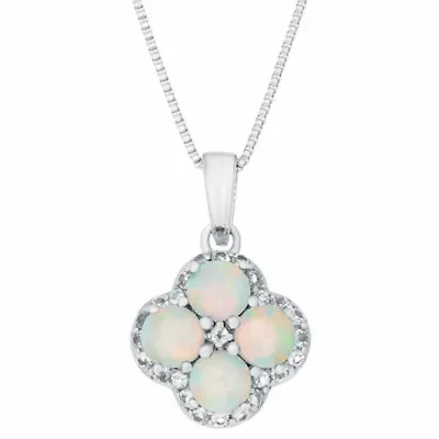 Lab Created 5/8 ct. t.w. Created Opal and 1/5 ct. t.w. Created White Sapphire Pendant in Sterling Silver