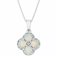 Lab Created 5/8 ct. t.w. Created Opal and 1/5 ct. t.w. Created White Sapphire Pendant in Sterling Silver