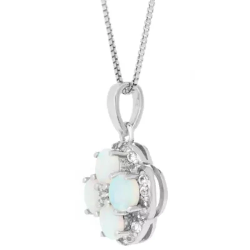 Lab Created 5/8 ct. t.w. Created Opal and 1/5 ct. t.w. Created White Sapphire Pendant in Sterling Silver