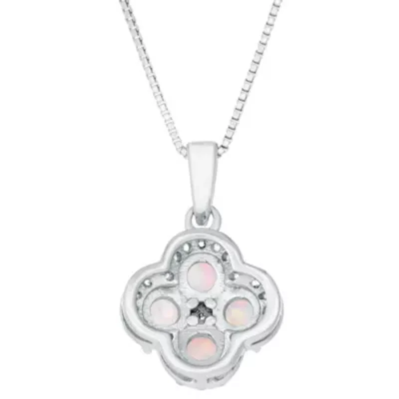 Lab Created 5/8 ct. t.w. Created Opal and 1/5 ct. t.w. Created White Sapphire Pendant in Sterling Silver