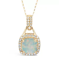 1 ct. t.w. Created Opal and 1/5 ct. t.w. Diamond Pendant Necklace in 10K Gold