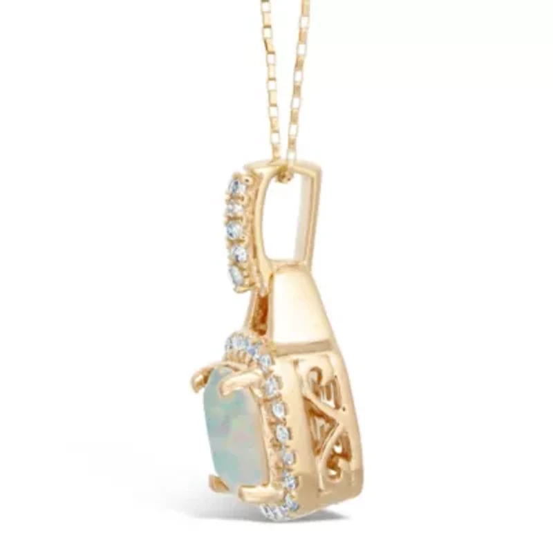 1 ct. t.w. Created Opal and 1/5 ct. t.w. Diamond Pendant Necklace in 10K Gold
