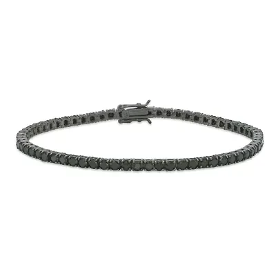 ct. t.w. Black Spinel Tennis Bracelet in Sterling Silver
