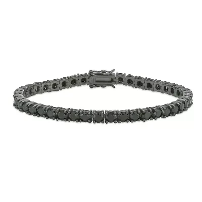 ct. t.w. Black Spinel Tennis Bracelet in Sterling Silver