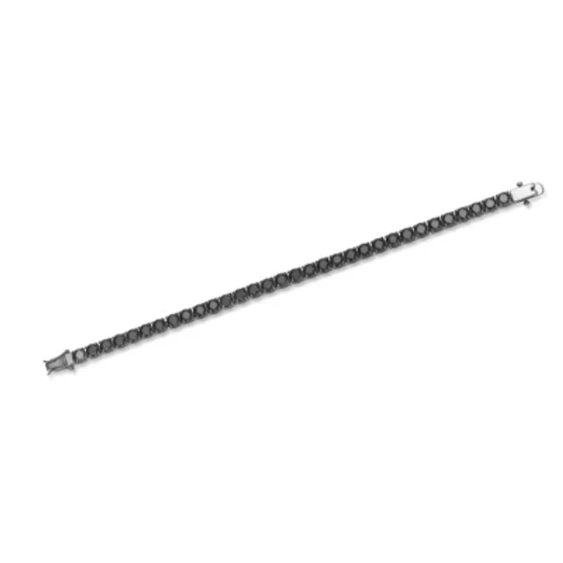 ct. t.w. Black Spinel Tennis Bracelet in Sterling Silver