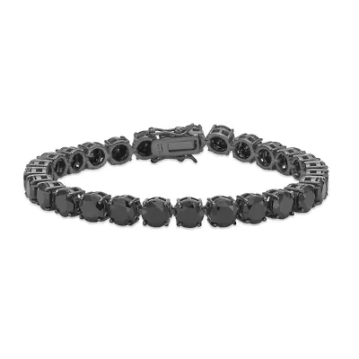ct. t.w. Black Spinel Tennis Bracelet in Sterling Silver