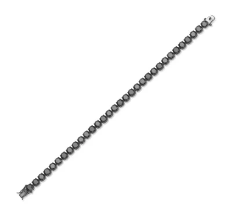 ct. t.w. Black Spinel Tennis Bracelet in Sterling Silver