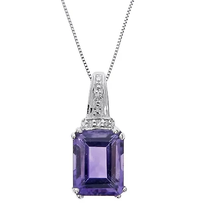 1.6 ct. t.w. Amethyst and Diamond Accent Pendant Necklace in 10K White Gold