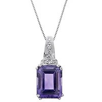 1.6 ct. t.w. Amethyst and Diamond Accent Pendant Necklace in 10K White Gold