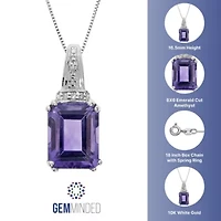 1.6 ct. t.w. Amethyst and Diamond Accent Pendant Necklace in 10K White Gold