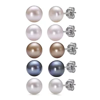 Pearl Earrings and Bracelets Box Set in Sterling Silver