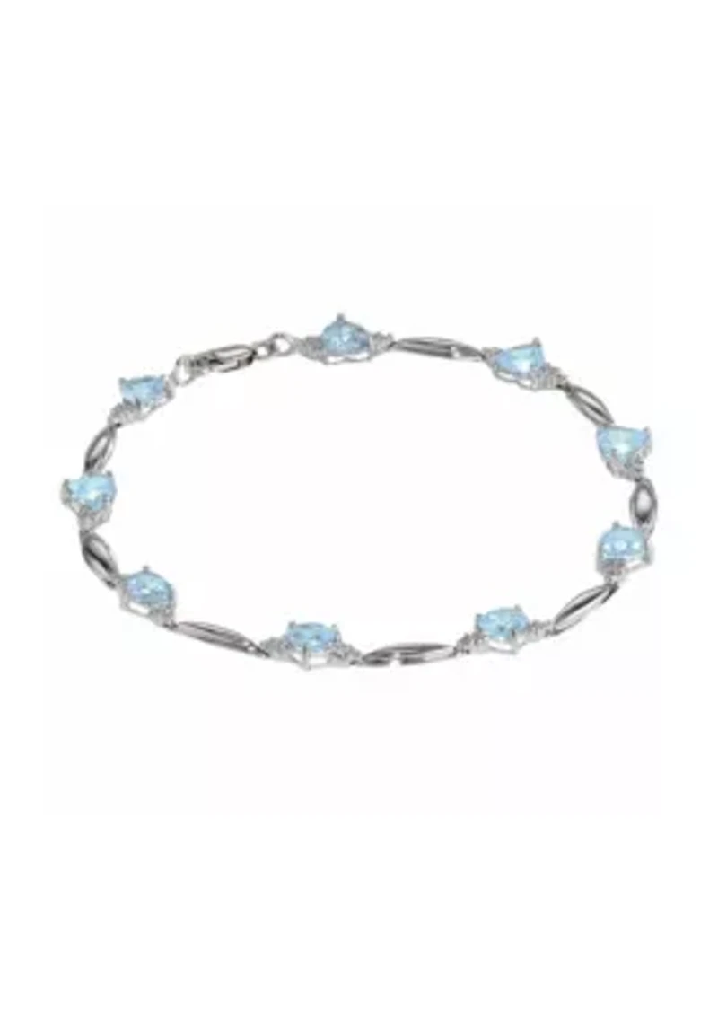 5 ct. t.w.Aquamarine and Diamond Accent Bracelet in Sterling Silver