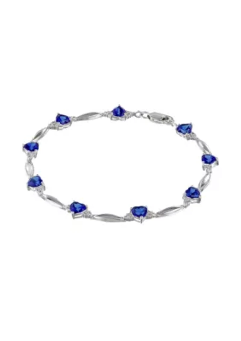 6 ct. t.w.Created Sapphire and Diamond Accent Bracelet in Sterling Silver