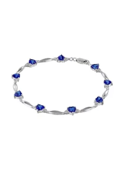 6 ct. t.w.Created Sapphire and Diamond Accent Bracelet in Sterling Silver