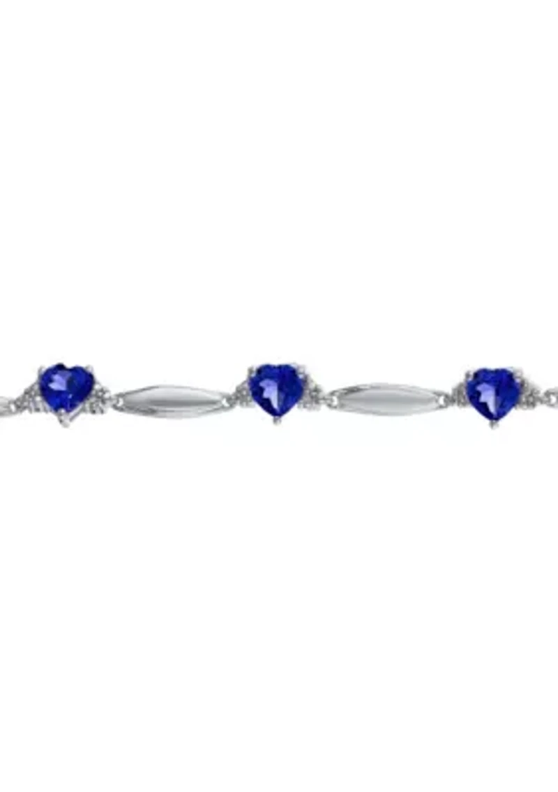 6 ct. t.w.Created Sapphire and Diamond Accent Bracelet in Sterling Silver