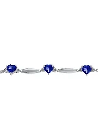 6 ct. t.w.Created Sapphire and Diamond Accent Bracelet in Sterling Silver