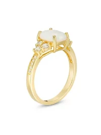 Lab Created 1.2 ct. t.w. Lab-created Opal and 1/4 ct. t.w. White Topaz Ring in Gold Plated Sterling Silver