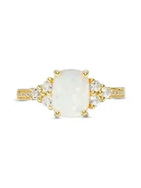 Lab Created 1.2 ct. t.w. Lab-created Opal and 1/4 ct. t.w. White Topaz Ring in Gold Plated Sterling Silver