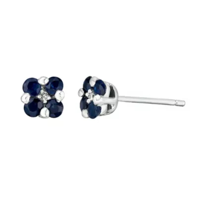 Women's 10K White Gold Gemstone & Diamond Earrings