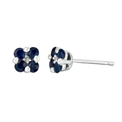 Women's 10K White Gold Gemstone & Diamond Earrings