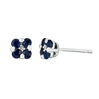 Women's 10K White Gold Gemstone & Diamond Earrings