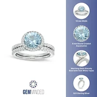 Lab Created Women's Round Blue Topaz and White Topaz Sterling Silver Ring