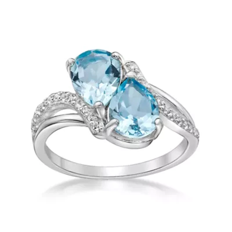 Lab Created Women's Sterling Silver Gemstone & White Topaz Ring