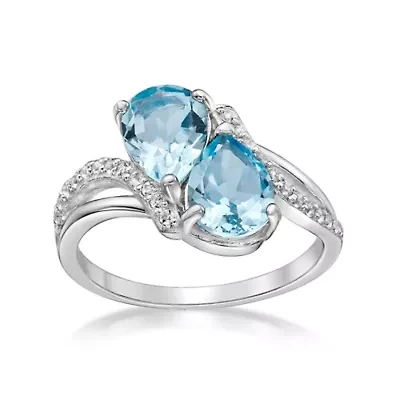 Lab Created Women's Sterling Silver Gemstone & White Topaz Ring