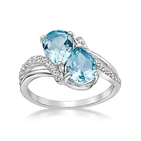 Lab Created Women's Sterling Silver Gemstone & White Topaz Ring