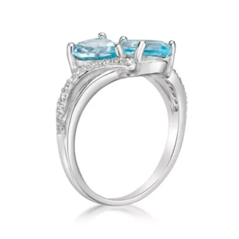 Lab Created Women's Sterling Silver Gemstone & White Topaz Ring