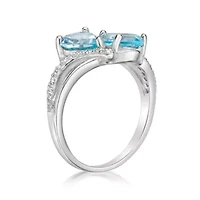 Lab Created Women's Sterling Silver Gemstone & White Topaz Ring