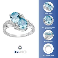 Lab Created Women's Sterling Silver Gemstone & White Topaz Ring