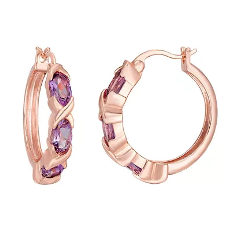 Women's Rose Gold Plated Sterling Silver Amethyst Earrings
