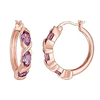 Women's Rose Gold Plated Sterling Silver Amethyst Earrings
