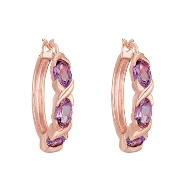 Women's Rose Gold Plated Sterling Silver Amethyst Earrings