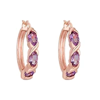 Women's Rose Gold Plated Sterling Silver Amethyst Earrings