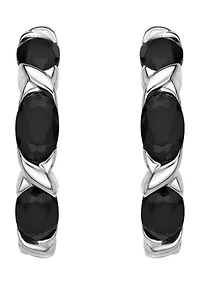 3.3 ct. t.w. Black Onyx Hoop Earrings in Sterling Silver