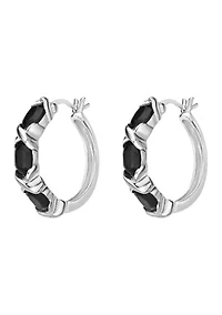 3.3 ct. t.w. Black Onyx Hoop Earrings in Sterling Silver
