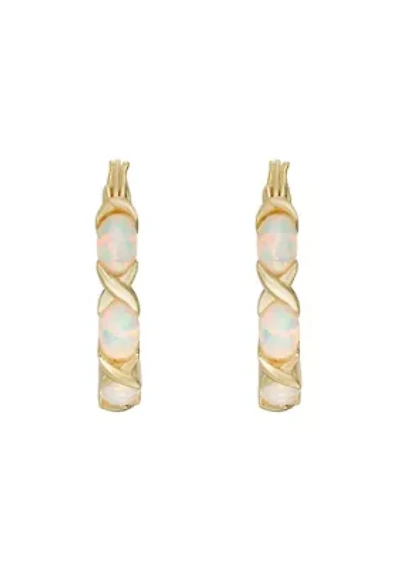 Lab Created 1.8 ct. t.w. Lab-created Opal Hoop Earrings in Gold Plated Sterling Silver