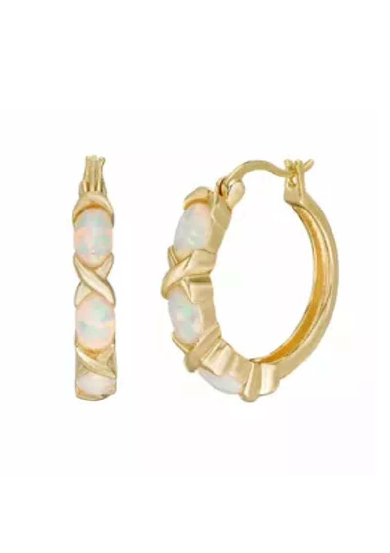 Lab Created 1.8 ct. t.w. Lab-created Opal Hoop Earrings in Gold Plated Sterling Silver