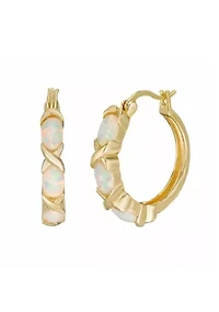 Lab Created 1.8 ct. t.w. Lab-created Opal Hoop Earrings in Gold Plated Sterling Silver