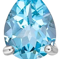 Sterling Silver Earrings with Pear Shape Blue Topaz and White Topaz