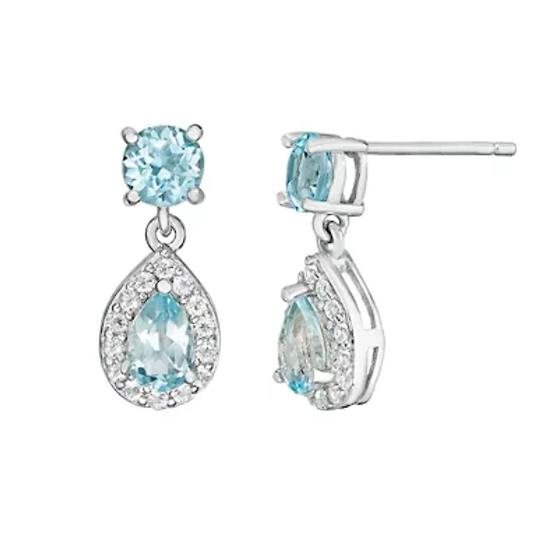 Women's Sterling Silver Blue Topaz Drop Earrings