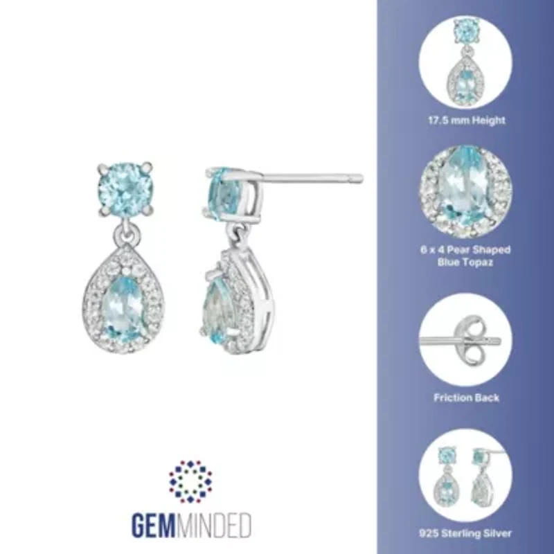 Women's Sterling Silver Blue Topaz Drop Earrings