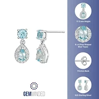 Women's Sterling Silver Blue Topaz Drop Earrings
