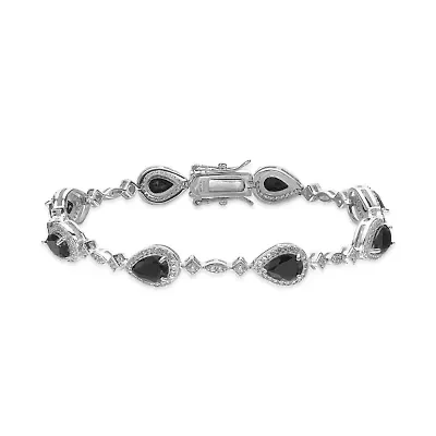 14.2 ct. t.w. Black Onyx & Lab-Created White Sapphire Bracelet in Sterling Silver